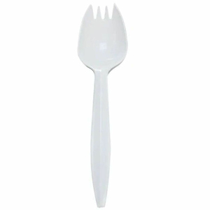 Karat Spork Med-weight/White - Spork - Spork - Restaurant, Cafeteria - Polypropylene Plastic - White - 100/Box - 10 / Carton
