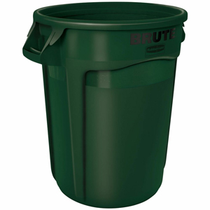 Rubbermaid Commercial Brute Vented Container - 32 gal Capacity - Round - For Commercial - Vented, UV Resistant, Heavy Duty, Handle, Reinforced, Tear Resistant, Damage Resistant, Contoured Base Handle, Durable, Fade Resistant, Warp Resistant, ... - Green -