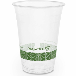 Vegware PLA Cold Cups - 16 fl oz - Clear, Green - Polylactic Acid (PLA) - Cold Drink, Cold, Dessert, Salad - 1000 / Carton