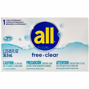 All free & clear Single-Use HE Liquid Laundry Detergent - For Multipurpose - Liquid - 1.3 fl oz (0 quart) - 1 Loads - Recommended For: Food Remover, Grass Remover, Grease Remover, Oil-Based Soil Remover, Water Based Soil Remover, Allergen Remover, Stain R