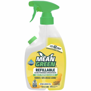 Mean Green Refillable Bathroom Cleaner - For Multi Surface, Multipurpose - Concentrate - Spray, Liquid - 28.6 fl oz (0.9 quart) - Citrus & Green Tea Scent - Recommended For: Grease Remover, Grime Remover - Bleach-free, Refillable, Residue-free - Yellow - 