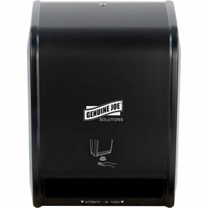 Genuine Joe Solutions Touchless Electronic Towel Dispenser - Black - Touch-free, Anti-bacterial - 1 Each