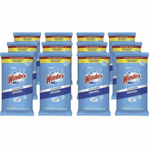 Windex Glass & Surface Wipes - For Multi Surface - Wipe - 155.20 oz (9.70 lb) to - Fresh, Pleasant Scent - Recommended For: Smear Remover, Smudge Remover - Streak-free, Pre-moistened, Drip-free - White - 38/Pack - 12 / Carton