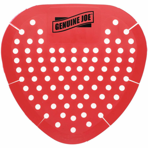 Genuine Joe Deodorant Urinal Screens - Splash Reducer, Odor Neutralizer - 6/Box - 6 / Carton - Red