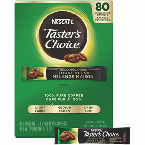 Taster's Choice Instant, Packet House Blend Decaf Coffee - Mild - 0.1 oz - Instant, Packet - Decaf House Blend - Decaffeinated - 80/Box - 6 / Carton