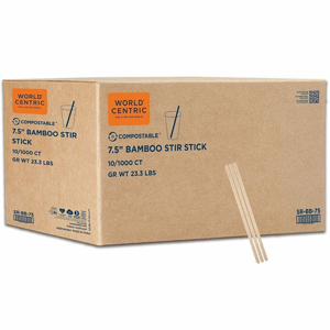 World Centric Compostable Bamboo Stir Sticks - 7.5