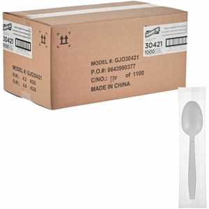 Genuine Joe Heavy-Weight Polypropylene Cutlery - Cutlery Set - Spoon - Fork - Food, Cafeteria - Disposable - Polypropylene - White - 1 Carton