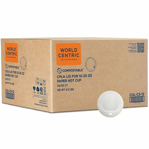 World Centric 12oz-22oz Clear Cold Cup Lids - Round - Polylactic Acid (PLA) - Clear - 50/Pack - 20 / Carton