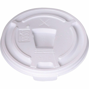 Genuine Joe Plastic Lids with Reclosable Slot - Plastic - White - 100 Lids/Pack - 10 / Carton