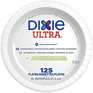 Dixie Foods Ultra Heavy-Weight Paper Plate - Serving, Food, Office - Microwave Safe - 8.5