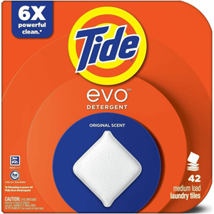 Tide Evo Laundry Detergent Tiles - For Laundry, Washing Machine - Concentrate - Original Scent - Recommended For: Stain Remover, Grass Stain Remover, Dirt Remover - Odor Neutralizer, Lightweight, No-mess - Orange42 / Carton
