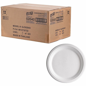 Genuine Joe BPI Certified Compostable Paper Plate - Breakroom, Food - Disposable - Microwave Safe - 9