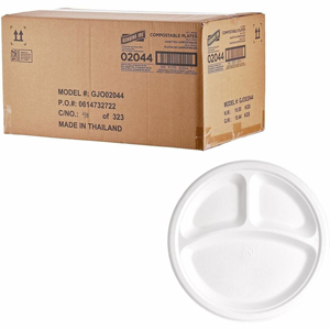 Genuine Joe BPI Certified Compostable Paper Plate - Breakroom, Food - Disposable - Microwave Safe - 10