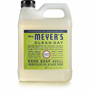 Mrs. Meyer's Clean Day Hand Soap - Lemon Verbena Scent - 1.03 quart - Bottle Dispenser - Grime Remover - Hand, Office, Commercial, Food Handling, Education, Skin, Home - Moisturizing - Non-drying, Paraben-free, Phthalate-free, No Artificial Color, Cruelty