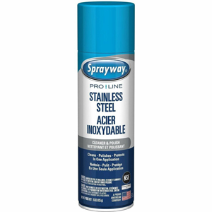 Sprayway Oil-Based Stainless Steel Cleaner - For Stainless Steel - Spray - 15 oz (0.94 lb) - Recommended For: Fingerprint Remover, Grease Remover, Oil Remover, Food Stain Remover, Smudge Remover - Oil Based, Fingerprint Resistant, Grease Resistant, Water 