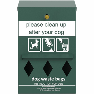 Furloo Wall-Mount Pet Waste Roll Bag Dispenser - Green - Galvalume Steel - Heavy Duty, Durable, Rust-free, Long Lasting, Weather Resistant, Powder Coat Finish, Wall Mountable, Locking Mechanism - 16.5