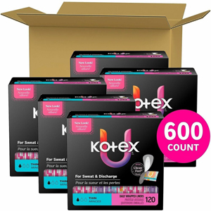 U by Kotex Wrapped Panty Liners - Light - Absorbent, Individually Wrapped, Odor-absorbing, Chlorine-free - 120 Liners/Box - 5 / Carton