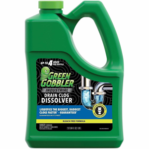 Green Gobbler Industrial Drain Clog Dissolver - For Toilet, Sink, Shower, Tub, Multipurpose - Gel - 64 fl oz (2 quart) - Recommended For: Hair Remover, Grease Remover, Paper Remover, Hard Water Deposit Remover, Mineral Deposit Remover, Soap Scum Remover, 
