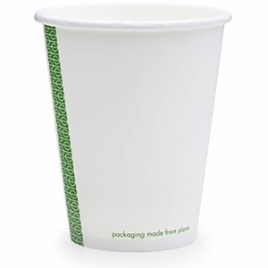 Vegware 89-Series Single-Wall Hot Cups - 8 fl oz - White, Green - Polylactic Acid (PLA), Paperboard - Hot Drink, Coffee, Tea, Soup - 1000 / Carton