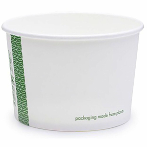 Vegware 8oz Soup Container, 90-Series - Soup, Storing, Ice Cream - White - PLA-lined Paper, Paperboard Body - 50 / Pack