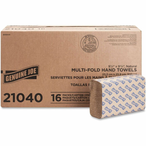 Genuine Joe Paper Towel Multi fold 250 sheets Natural - 1 Ply - Multifold - 9.25