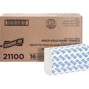 Genuine Joe Paper Towel Multi fold 250 sheets White - 1 Ply - Multifold - 9.20