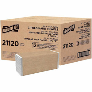 Genuine Joe Paper Towel C-fold 200 sheets White - 1 Ply - C-fold - 13
