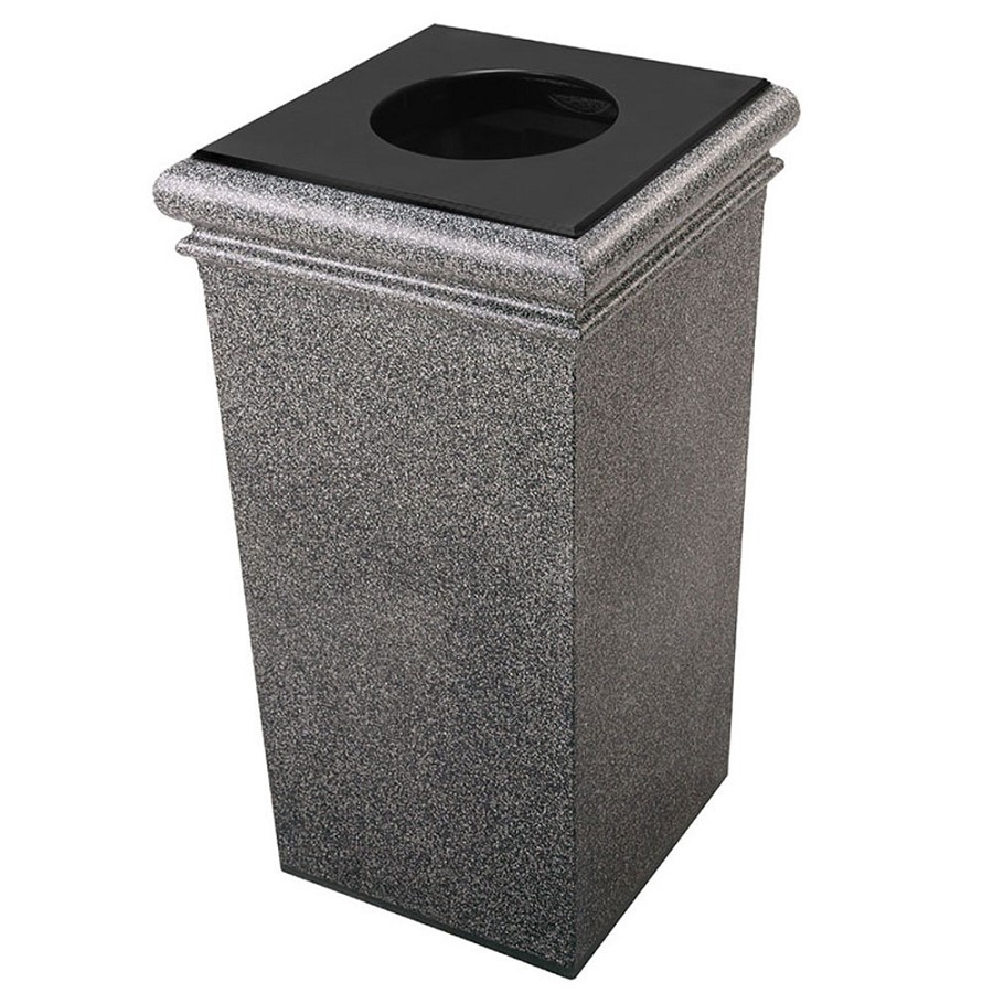 Commercial Zone 30-Gallon Square StoneTec Waste Container With Lid & Liner PepperStone 
