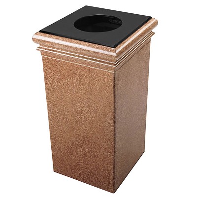 Commercial Zone 30-Gallon Square StoneTec Waste Container With Lid & Liner Sedona 