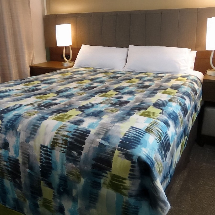 AHS Simplicity Microfibre Collection Brushstroke Top Sheets King 108x100 100% Polyester Blue/Green 12 Per Case Price Per Each 
