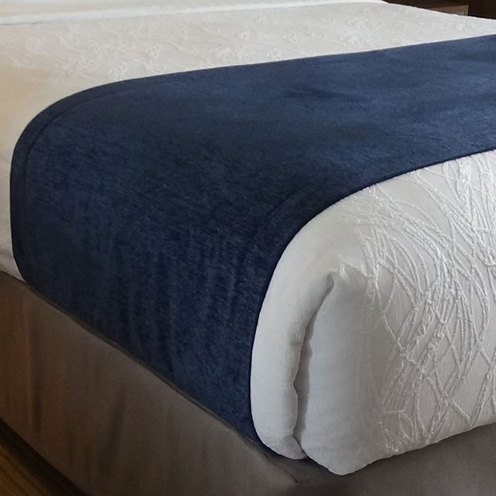 AHS Windsor Chenille Bed Scarf King 25x102 100% Polyester Navy 12 Per Case Price Per Each 