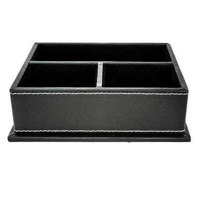 Amenity Services Black Leatherette Top Stitched Caddy 