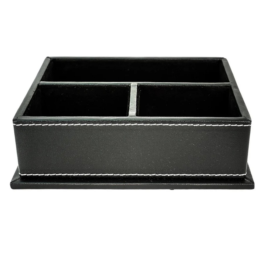 Amenity Services Black Leatherette Top Stitched Caddy 