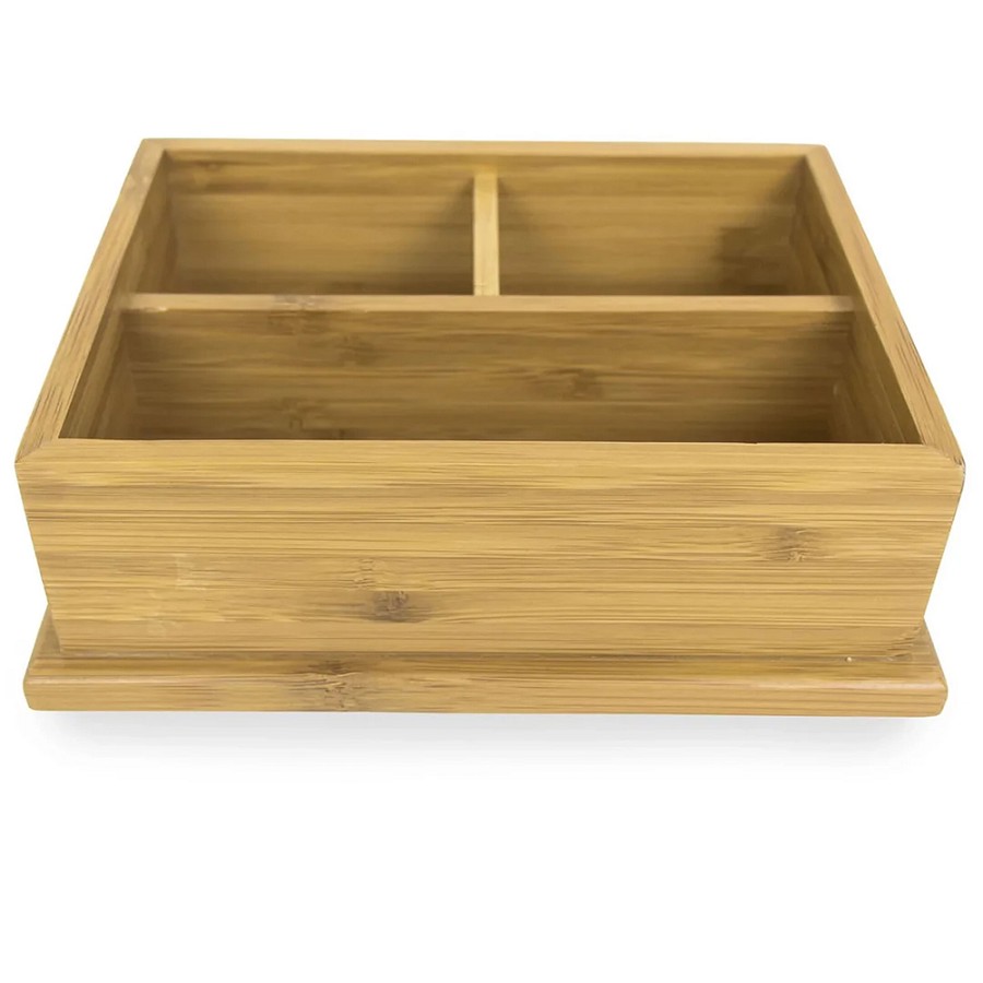 Amenity Services Bamboo Caddy With Three Compartments 