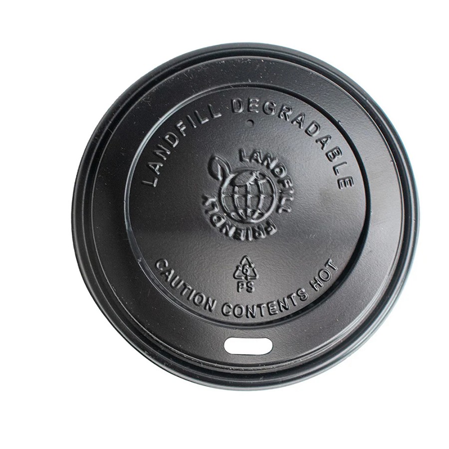 Amenity Services Hot Cup Degradable Black Eco-Lid 90mm Fits 10 Oz. 12 Oz. 16 Oz. Cups Unwrapped 1000 Per Case Price Per Case 