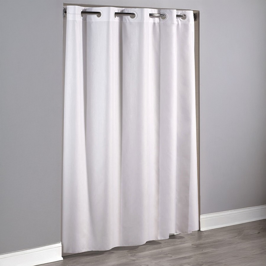 Hookless Embossed Moire Polyester Shower Curtain 71x74 White 12 Per Case Price Per Each 