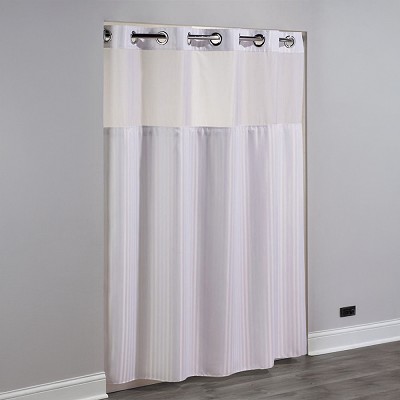 Hookless Double H Polyester Shower Curtain With Window & It’s A Snap! Replaceable Liner 71x77 White 12 Per Case Price Per Each 