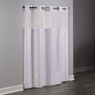 Hookless Escape Polyester Shower Curtain With Window & It’s A Snap! Replaceable Liner 71x74 White/White Stripes 12 Per Case Price Per Each 