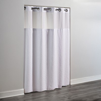 Hookless Coral Polyester Shower Curtain With Window & It’s A Snap! Replaceable Liner 71x77 White 12 Per Case Price Per Each 