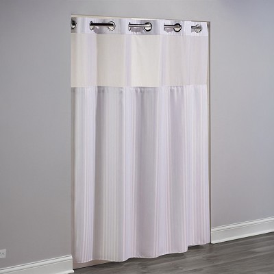 Hookless Double H Polyester Shower Curtain With Window & It’s A Snap! Replaceable Liner 71x74 White 12 Per Case Price Per Each 