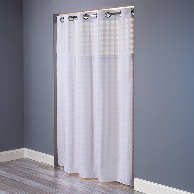 Hookless Shimmy Square Polyester Shower Curtain With Window & It’s A Snap! Replaceable Liner 71x77 White 12 Per Case Price Per Each 