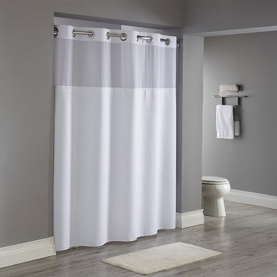 Hookless Reflection Polyester Shower Curtain With Window & It’s A Snap! Replaceable Liner 71x77 White 12 Per Case Price Per Each 