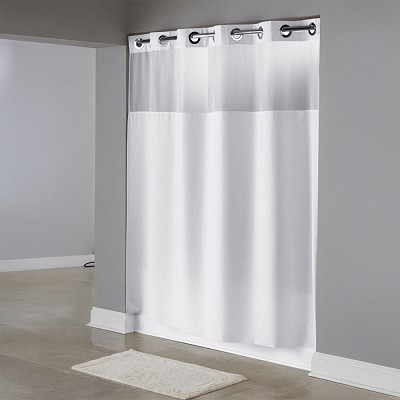 Hookless Illusion Polyester Shower Curtain With Window & It’s A Snap! Replaceable Liner 71x77 White 12 Per Case Price Per Each 