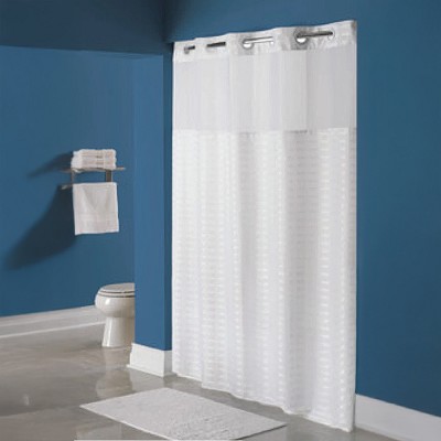 Hookless Litchfield Recycled Polyester Shower Curtain With Window 71x77 White 12 Per Case Price Per Each 