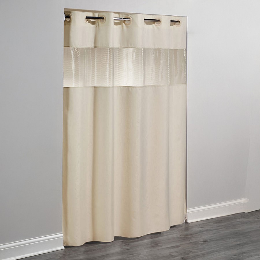 Hookless The Major Polyester Shower Curtain With Window 71x77 Beige 12 Per Case Price Per Each 