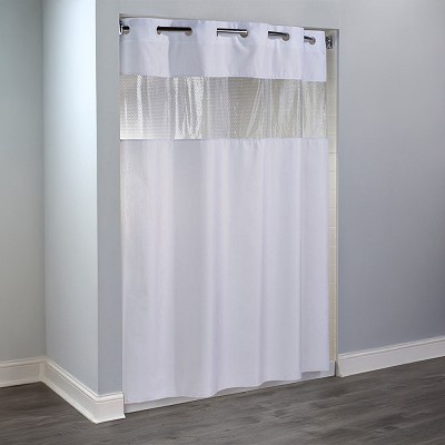 Hookless The Major Polyester Shower Curtain With Window 71x77 White 12 Per Case Price Per Each 