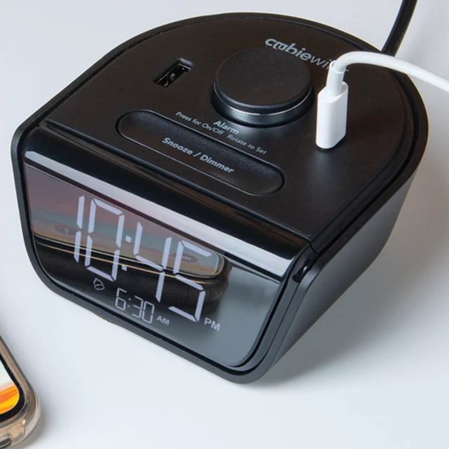 Brandstand CubieWink 2.0 Alarm Clock With 1 USB-A & 1 USB-C Port Black 18 Per Case Price Per Each 