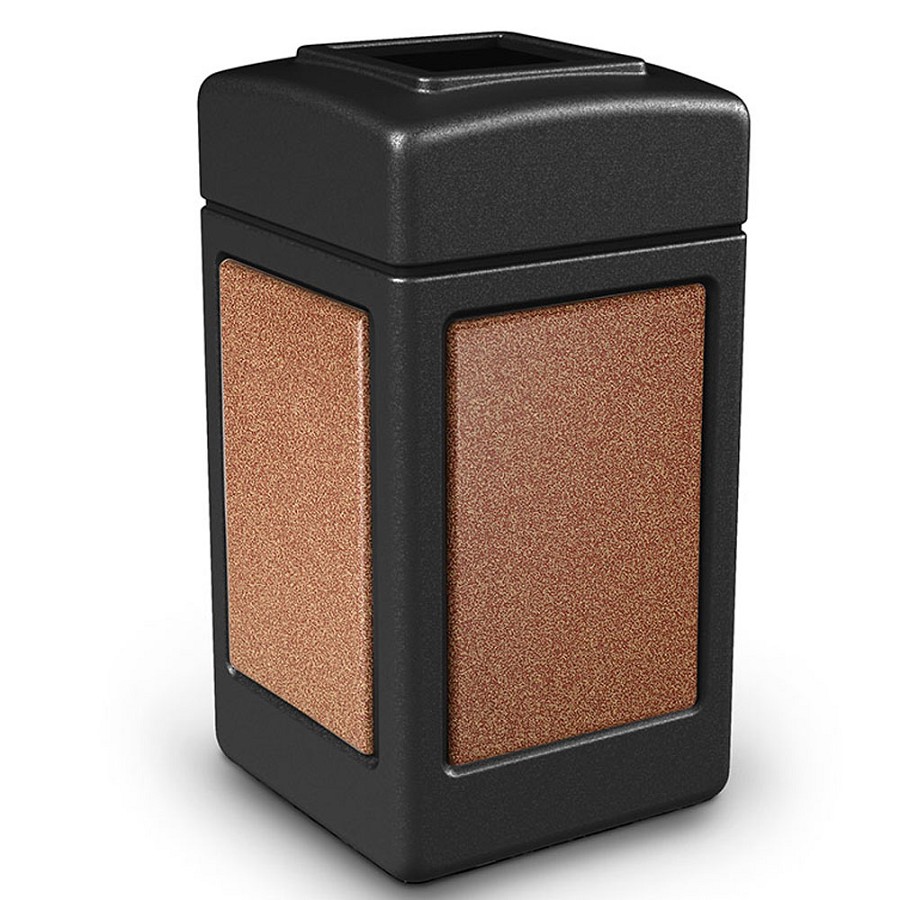 Commercial Zone 42-Gallon StoneTec Waste Container Black With Sedona Panels 