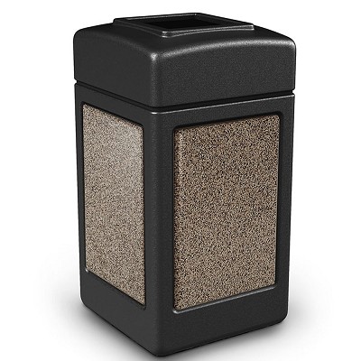 Commercial Zone 42-Gallon StoneTec Waste Container Black With RiverStone Panels 