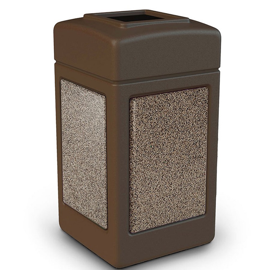 Commercial Zone 42-Gallon StoneTec Waste Container Brown With Riverstone Panels 